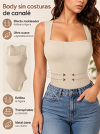 Body Moldeador de Mujer Sin Mangas con Escote Cuadrado – Beige y Negro