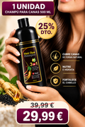 Champú Tinte para Canas 3 en 1 – Cobertura y Color Natural 500 ml.
