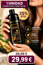 Champú Tinte para Canas 3 en 1 – Cobertura y Color Natural 500 ml.