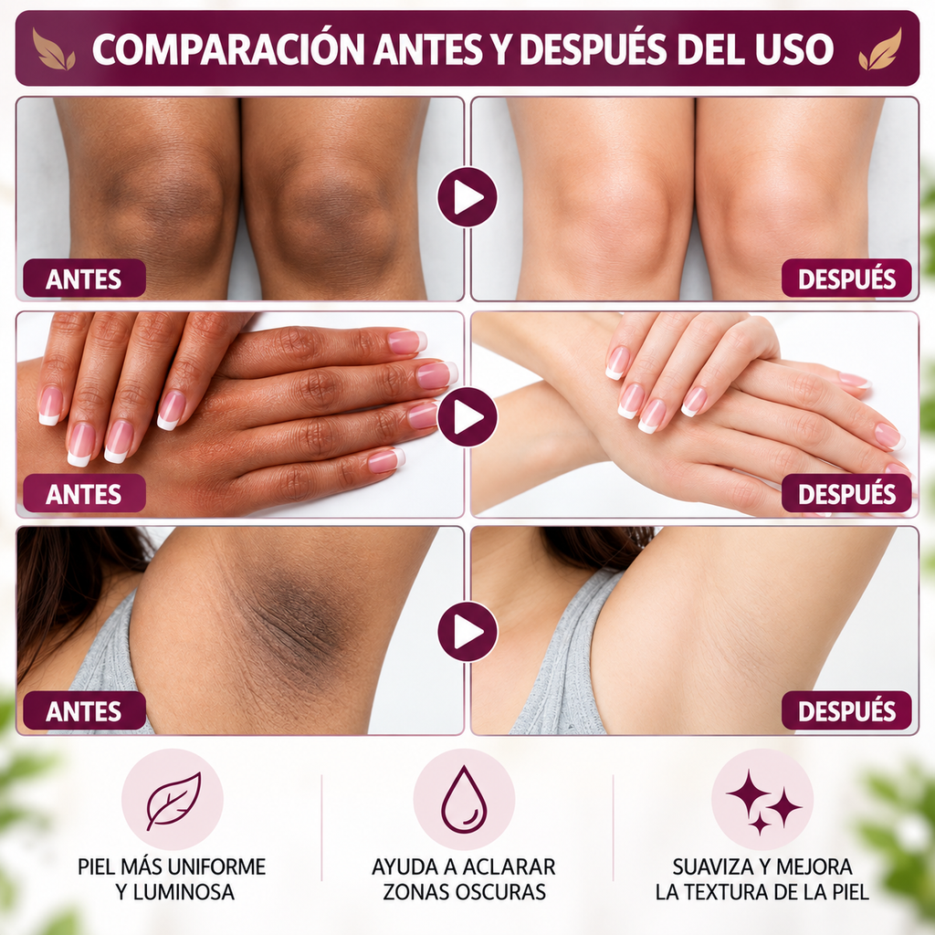 Ayuda a aclarar las zonas oscuras y a mejorar el tono de la piel