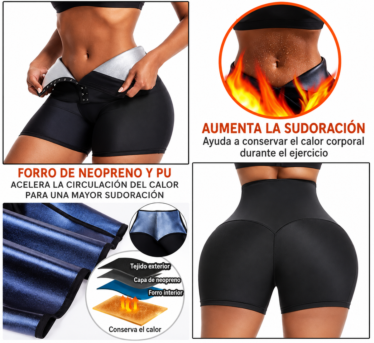 Pantalón Corto Sauna para Mujer – Efecto Térmico y Ajuste CómodoTérmico