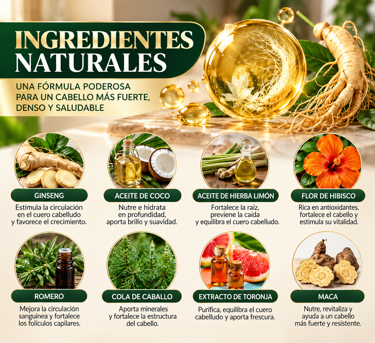 Spray para Crecimiento y Fortalecimiento del Cabello con Ginseng 100 ml